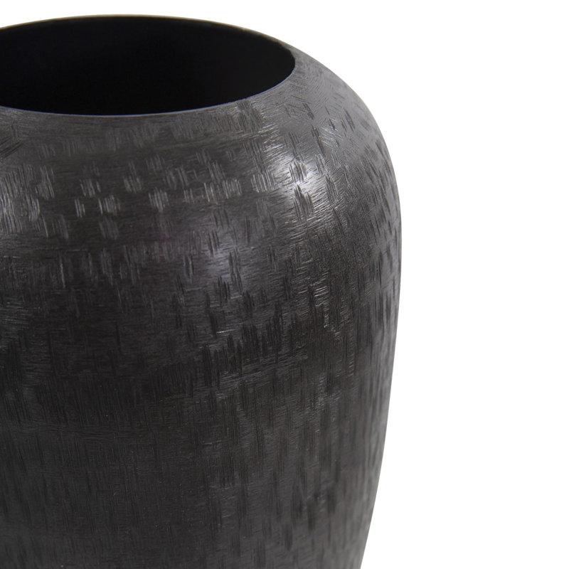 Grand vase torpille gravé, 12.25" H x 6.5" W x 6.5" D, Gris