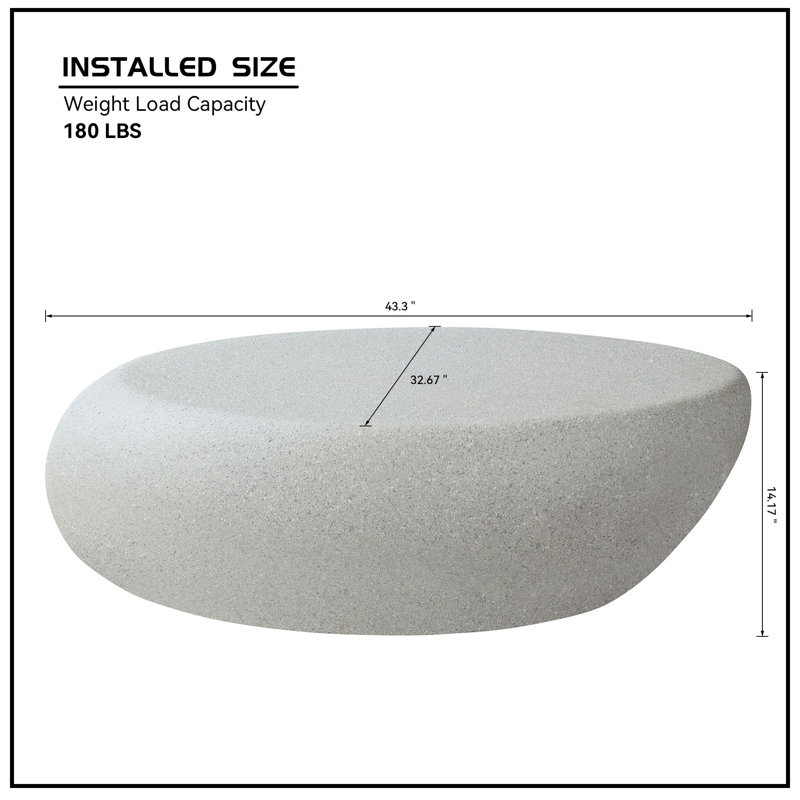 " fibreglass elliptical coffee table | vintage matte rocks design | irregular centre table | no assembly required