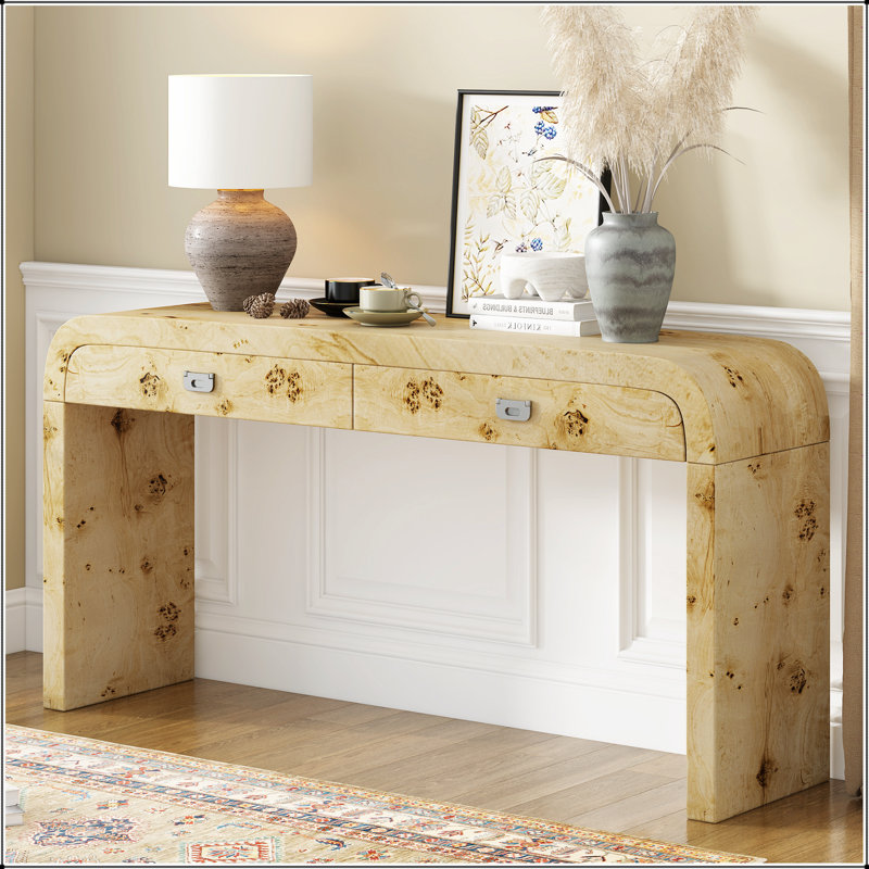Table d'entrée moderne avec placage de bois de ronce, convient pour l'entrée, le couloir, le salon, le vestibule, le couloir