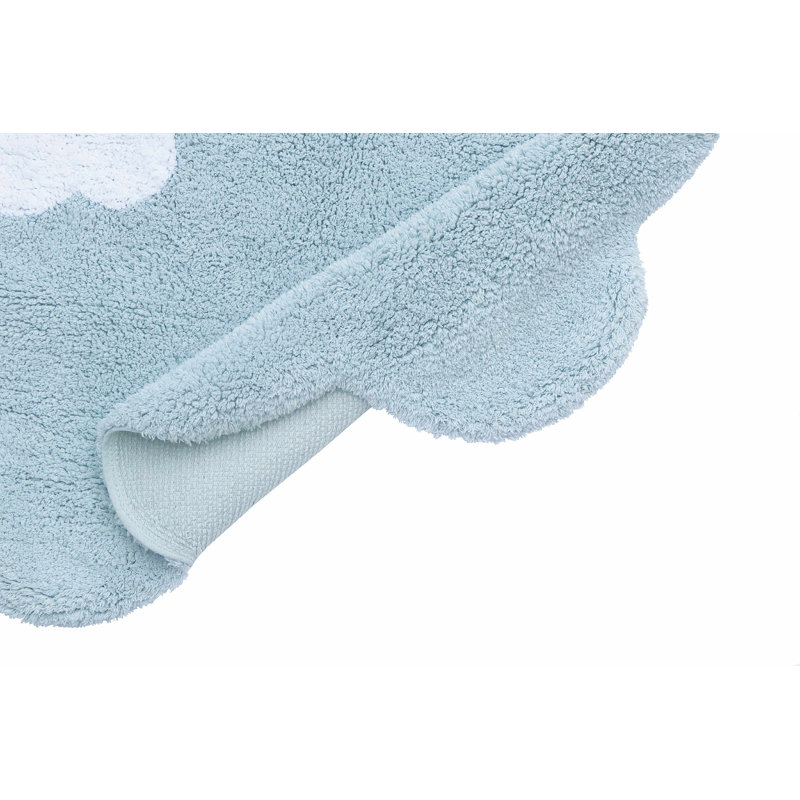 Light Blue Cloud Shaped Washable Synthetic Rug