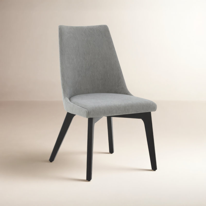 Emestina 19.5'' H Linen Upholstered Side Chair, Black Frame/Gray Cushion