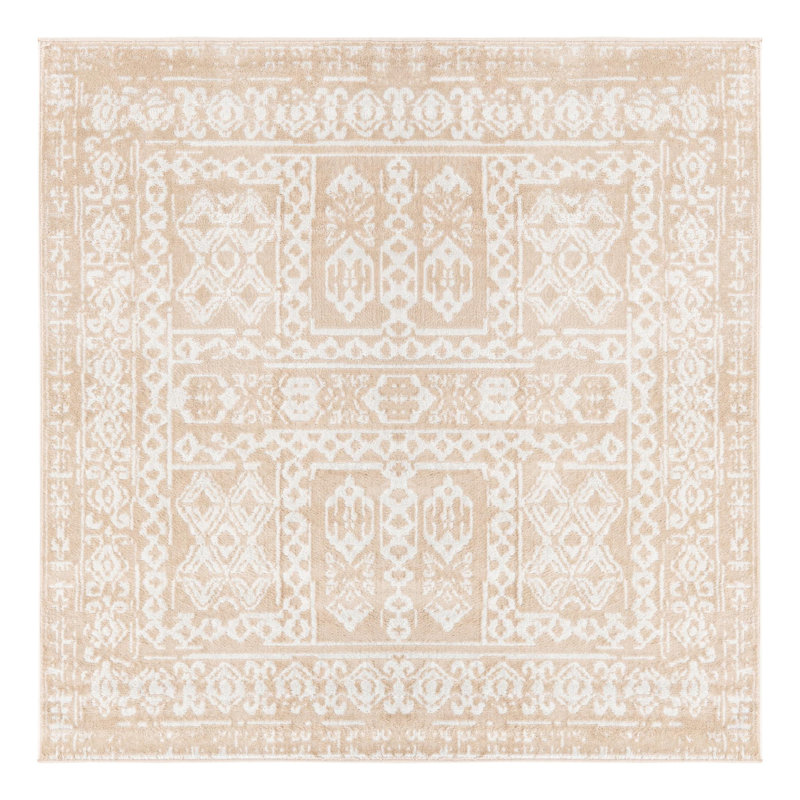 Tapis oriental beige / ivoire Bradbury, Carré 6 pi