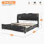 Très grand cadre de lit tapissier en cuir très grand, cadre de lit moderne avec tête de lit à oreilles, lit plateforme tapissier avec pied de lit ondulé, pas de sommier nécessaire, noir-1583820037-1583820042