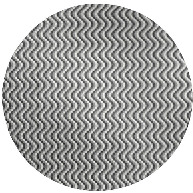 Tapis noir rayures ondulées, Rond 5 pi