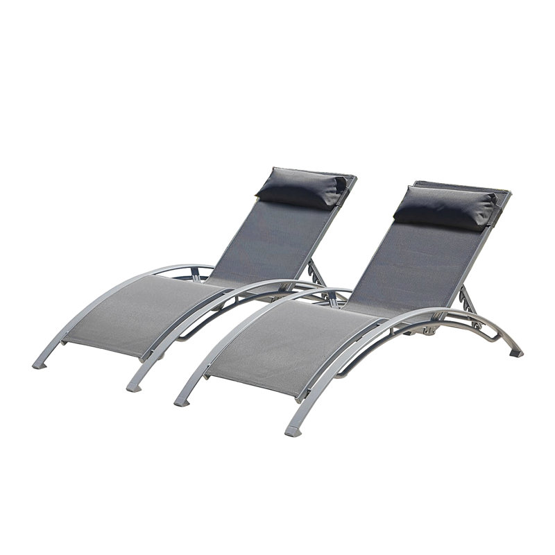 Ensemble de 2 chaises longues de piscine gris foncé (2 chaises longues)