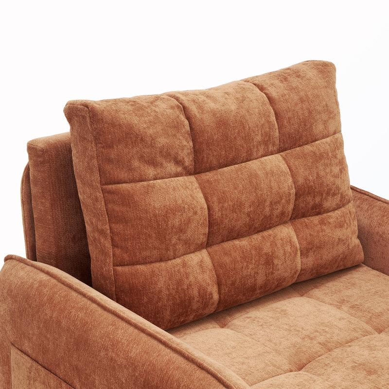 Chaise longue capitonnée 3-en-1 avec chargement et rangement USB, Orange