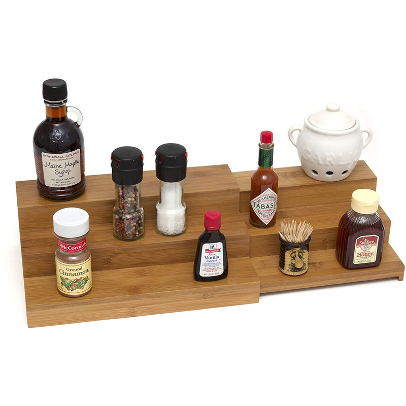 Expandable Bamboo 3-Tier Step Shelf Spice Rack