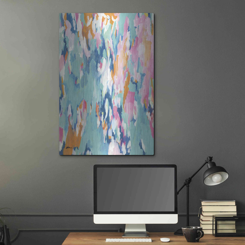 «Abstract Aqua» par Jessica Mingo, H 36 po x l 24 po