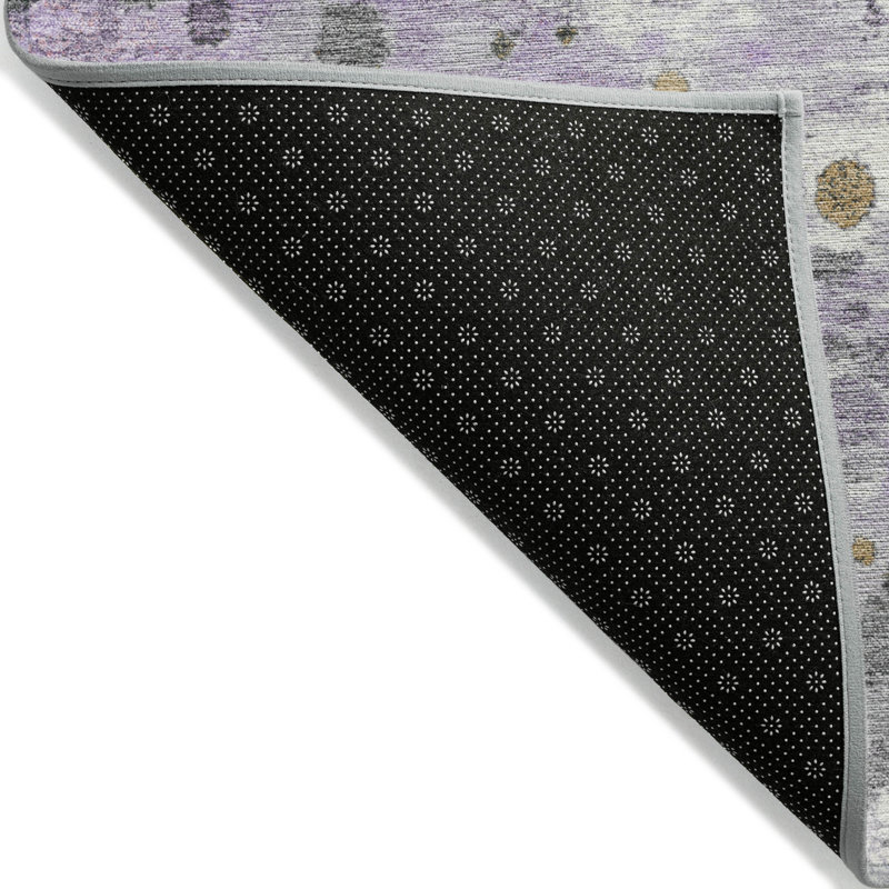 Tapis intérieur lavable abstrait ivoire 5 pi x 8 pi lavande et ivoire