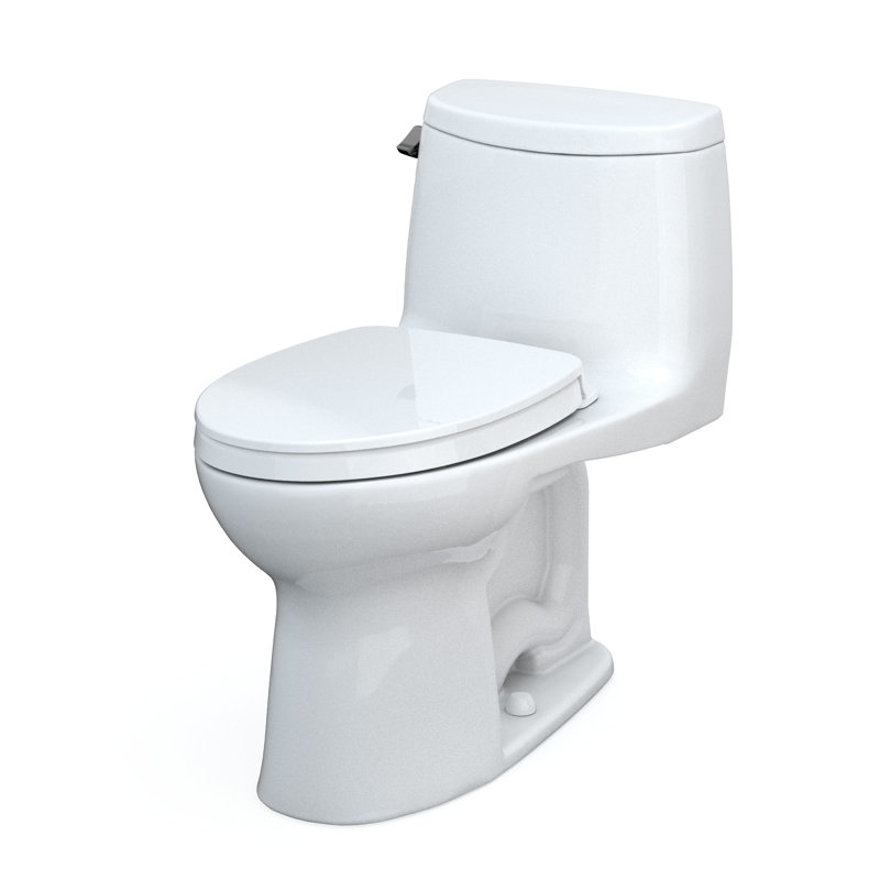 Toilette allongée une pièce TOTO® UltraMax® II à hauteur universelle 1,28 GPF avec siège CEFIONTECT et SS124 SoftClose, prêt pour WASHLET +, coton blanc