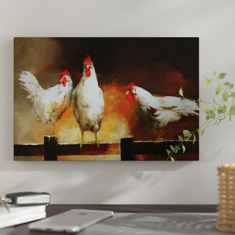 « poulet ii », reproduction sur toile, H 8 po x l 12 po x P 0,75 po, Pas de tapis, Toile tendue