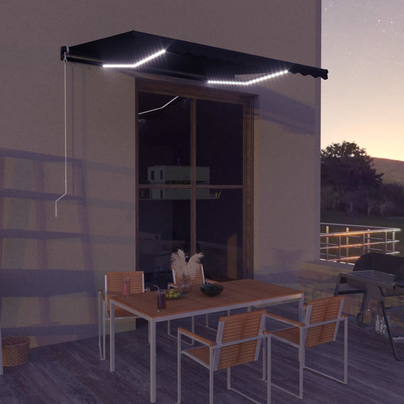 Dakota Fields Polyester Anthracite Cover Retractable Patio Awning, 350cm W x 250cm D, Anthracite