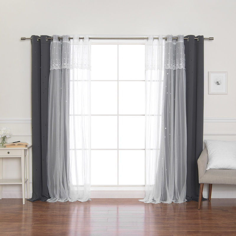 Mazzone Room Darkening Curtain, Dark Gray