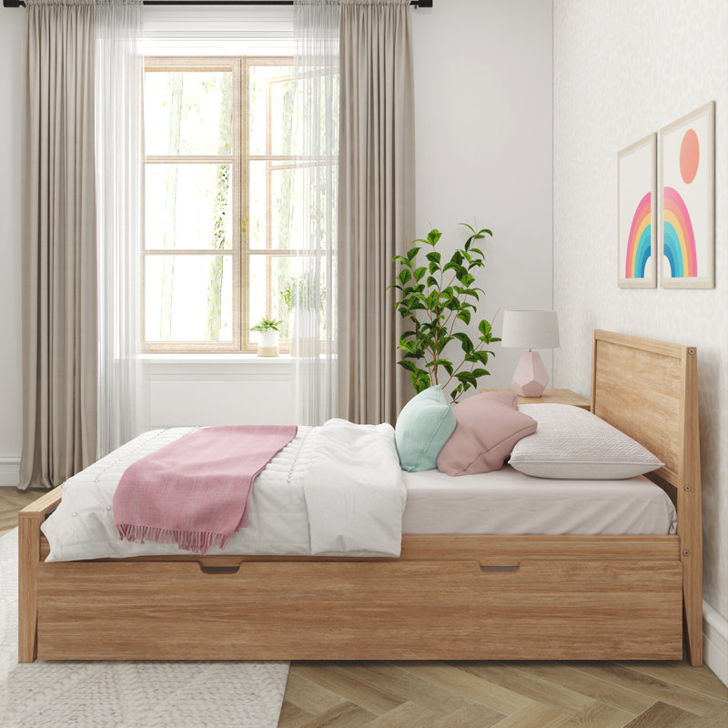 Rosenthal Solid Wood Trundle Bed, Pecan, Twin