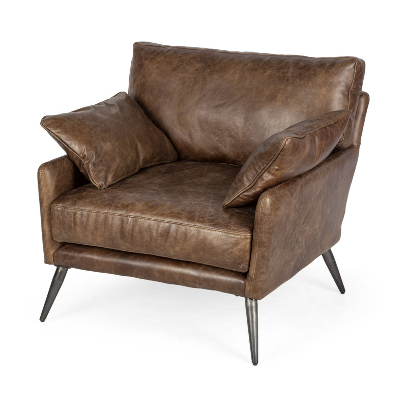 Fauteuil club en cuir Emily, Brun