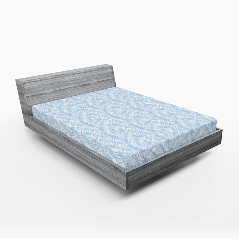  Ensemble de draps-housses pour chambre d'amis, Bleu ciel pâle / blanc, Drap-housse de taille double