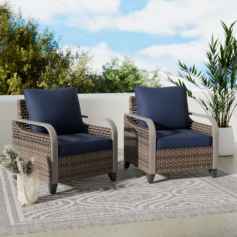 Teralee Wicker Outdoor Lounge Chair, Dark Blue