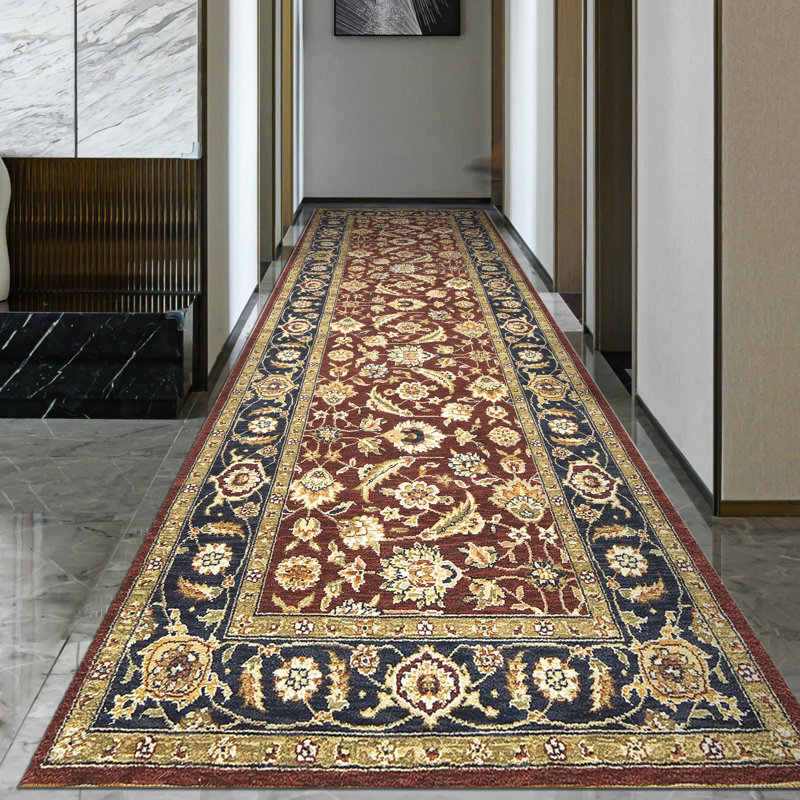 Hand Knotted Oriental Area Rug in Black/Navy/Red, Runner 2'6" x 22'