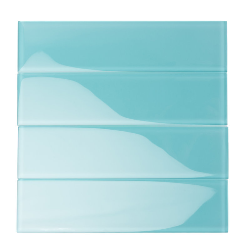 Carreau de mur de métro en verre 3 po x 12 po, Turquoise