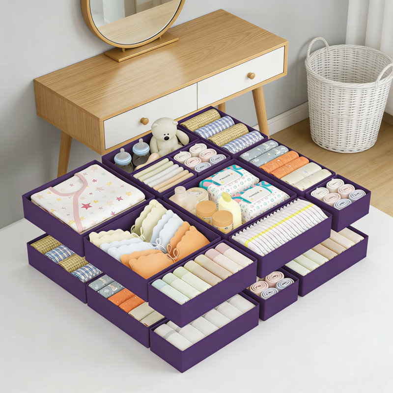 Foldable Fabric Drawer Organizer Set - 15-Pack Storage Bins For Clothes, Underwear, Socks, And Accessories - Space-Saving Dresser Dividers For Bedroom, Closet, And Nursery Organization