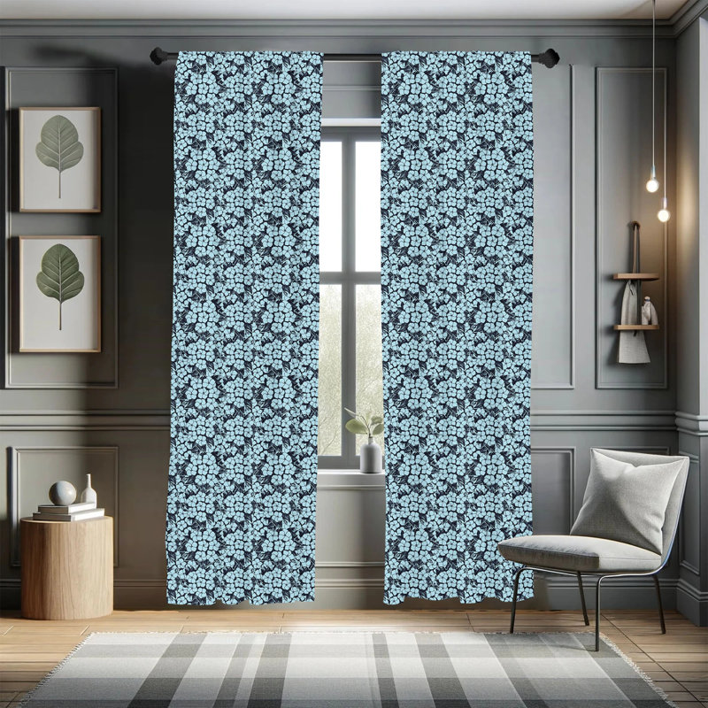 Floral Semi-Sheer Rod Pocket Sliding Panel, 28" x 84"