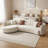 132" Modern Curved Sectional Sofa,  L-Shaped Couch with Left Chaise, Ivory White Bouclé -220865367