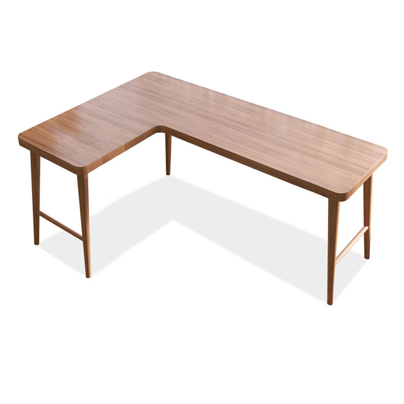 Bureau brun en bois massif en forme de L, H 29,53 po x l 78,74 po x P 21,65 po, Orienté à gauche (vu de face)