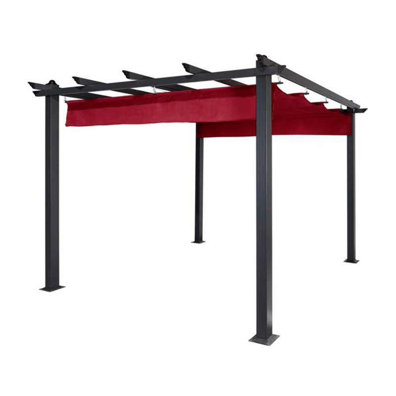 9 Ft. W x 9 Ft. D Aluminum Pergola with Canopy, Burgundy