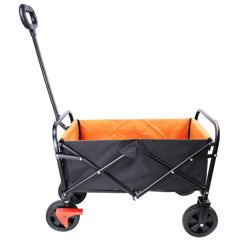 Mini chariot de plage pliable, Noir / Orange