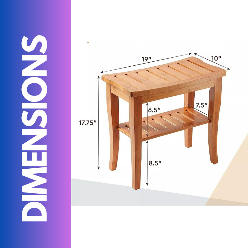 2 Tier Bamboo Side Table Shower Stool