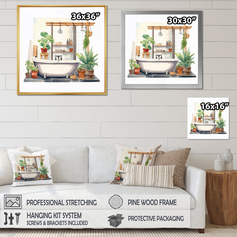 Décor de salle de bain naturel XXX, Toile tendue, H 12 po x l 20 po x P 1 po