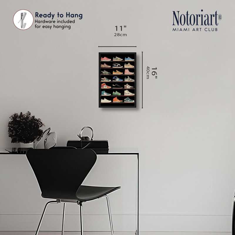 Impression sur toile rétro avec espadrilles par Notoriart, Structure noire, 10" H x 15" W
