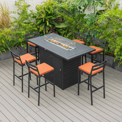 Patio Bar Stool In Powder-Coated Aluminum Frame With Removable Cushion Chelsea Collection
