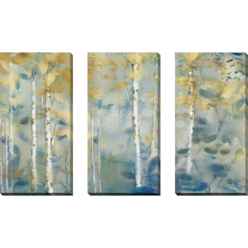"Gilded Forest II", ensemble de 3 impressions sur toile