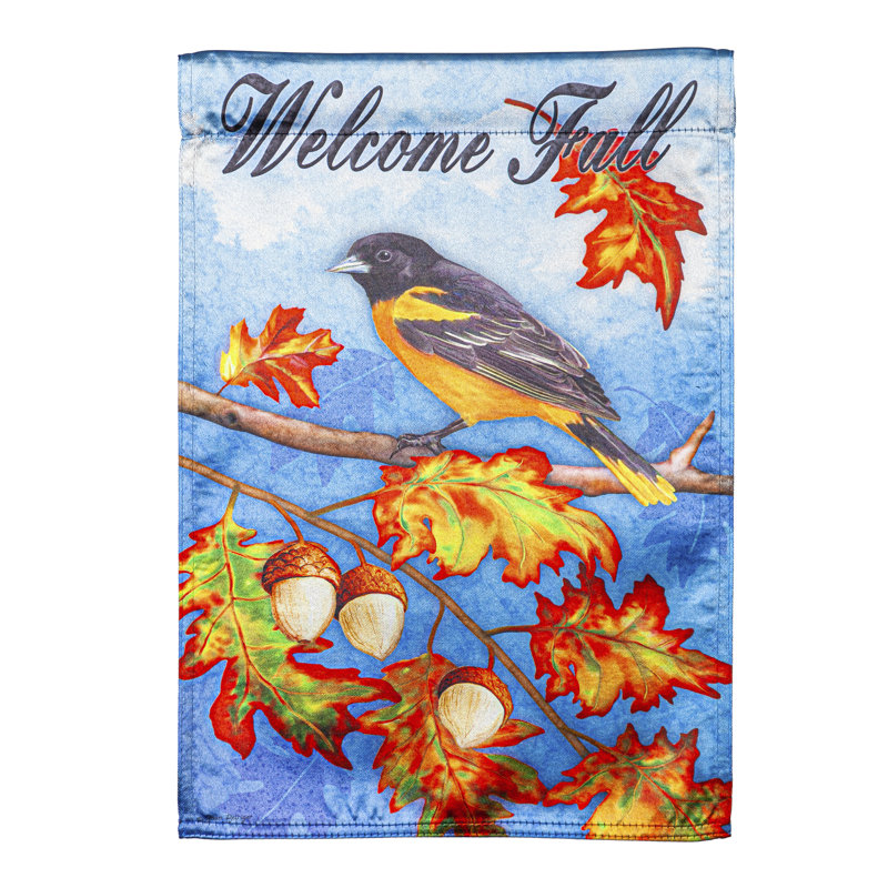 Drapeau de jardin Welcome Fall Oriole en polyester 18 x 13 po