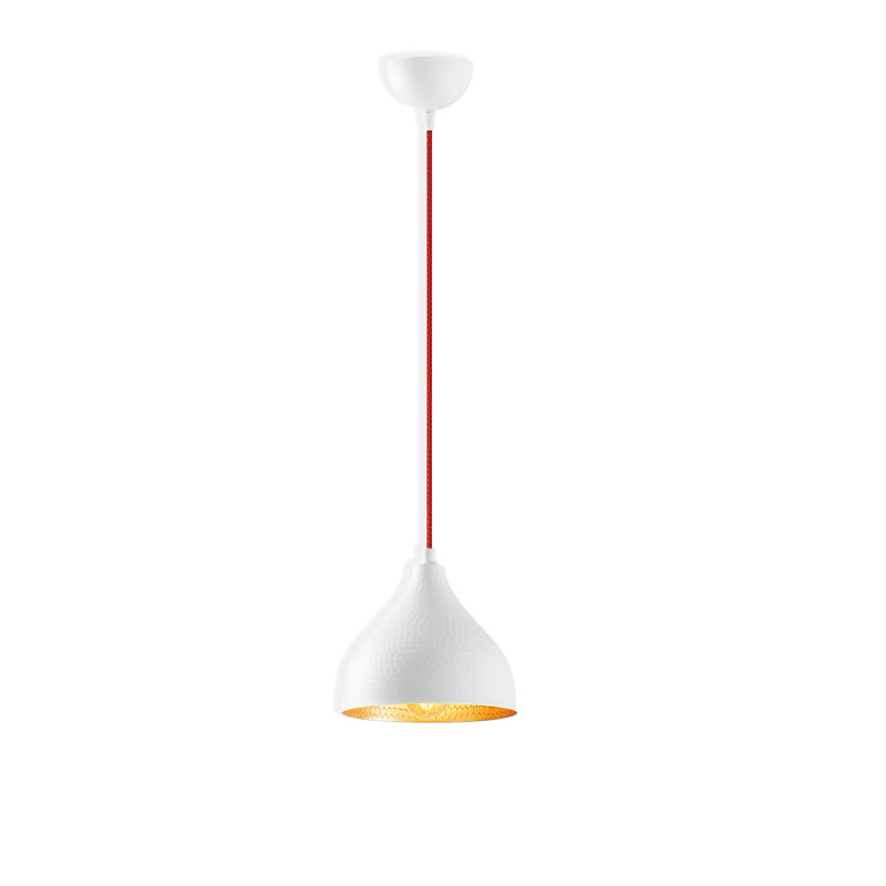 Luminaire suspendu en dome à 1 lumière, Blanc, Blanc /Rouge