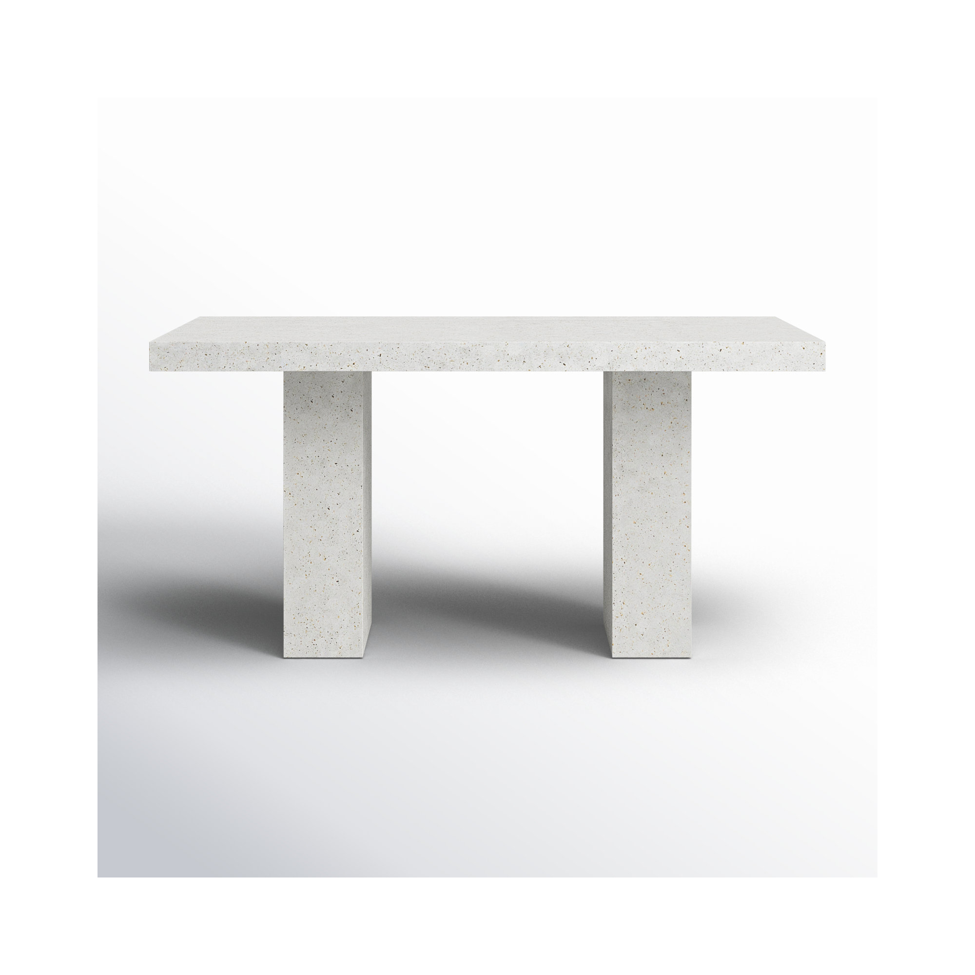 Kareen Pedestal Dining Table, Bar Table (41.75" Height), 82.75" L x 39.25" W, Ivory Terrazo