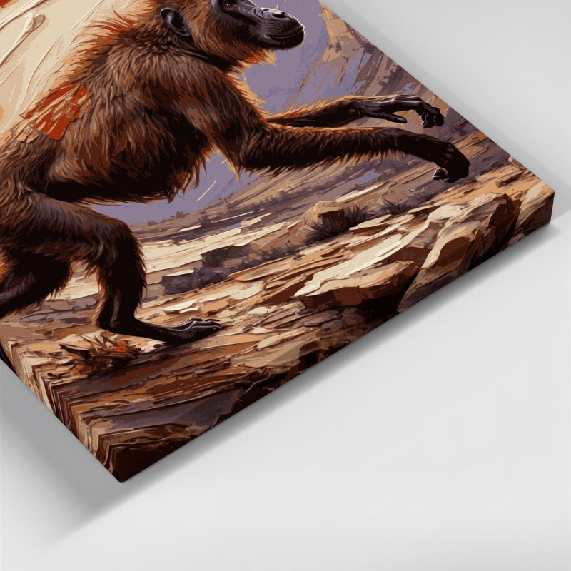 Faune gélifiée sur toile, art mural brun, H 16 po x l 20 po