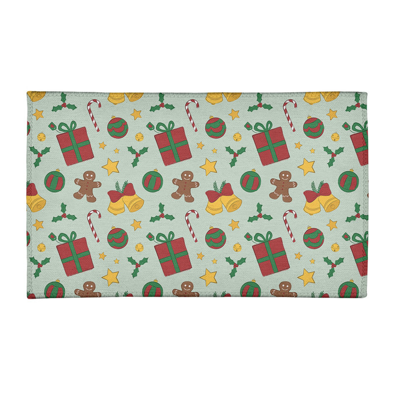 Tapis vert/rouge/jaune fait main, Rectangle 3 pi x 5 pi