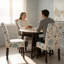 Ensemble de 4 chaises de salle à manger rembourrées florales bleues - tissu beige clair avec motif botanique, structure en bois d'hévéa robuste, chaises rembourrées contemporaines pour la cuisine et la salle à manger, assemblage facile-623583029