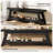 55" Entryway Bench with Shoe Storage, 2-Tier Narrow Hallway Foyer Seating Bench with Open Shelves-1521285743