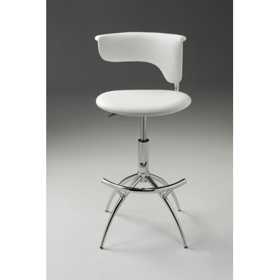 Pangburn Upholstered Adjustable Height Counter Stool with Metal Frame