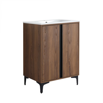 Meuble-lavabo simple autoportant avec plateau en résine 23,62 po Terique