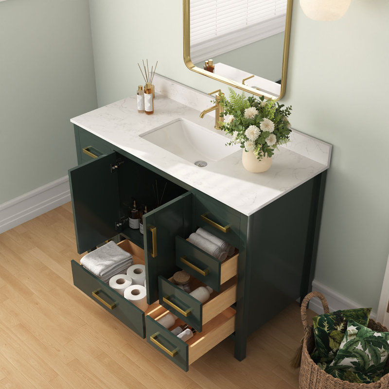 Monolith 48'' Fully Assembled Single Bathroom Vanity with Backsplash, Single-Hole, Vintage Green