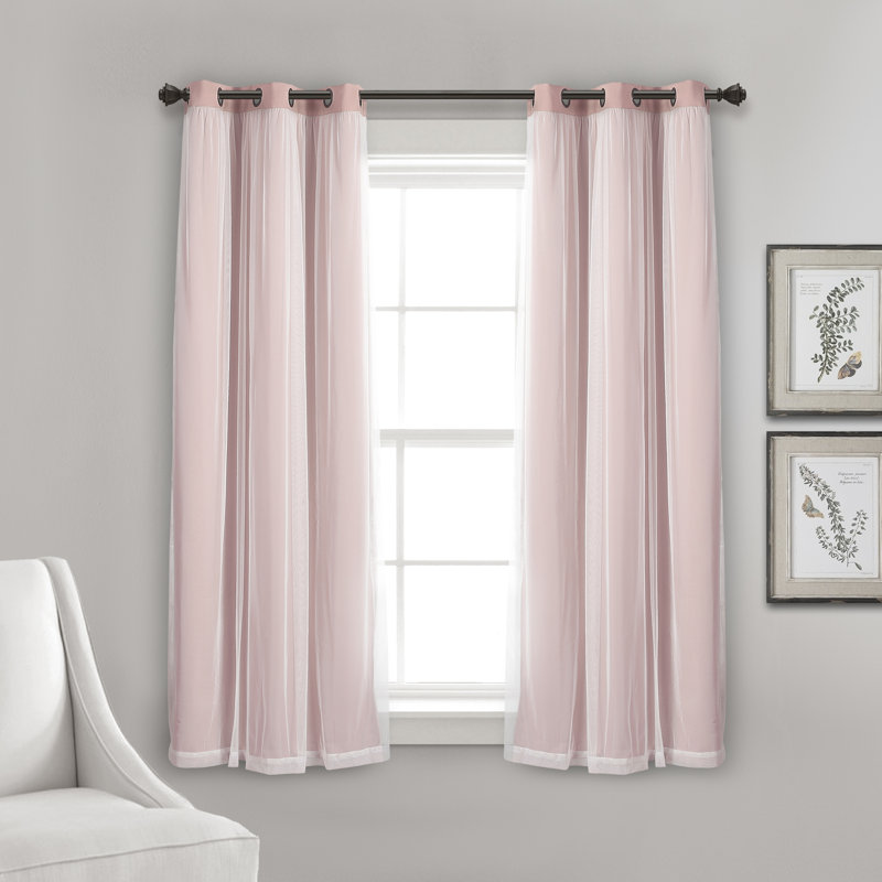 Rideaux unis occultant et isolants, L 38 po x L 45 po, Rose