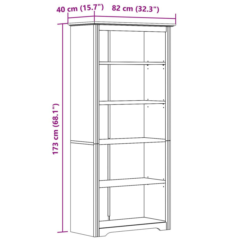 Bibliothèque standard H 70,9 "x l 31,5", Blanc / brun