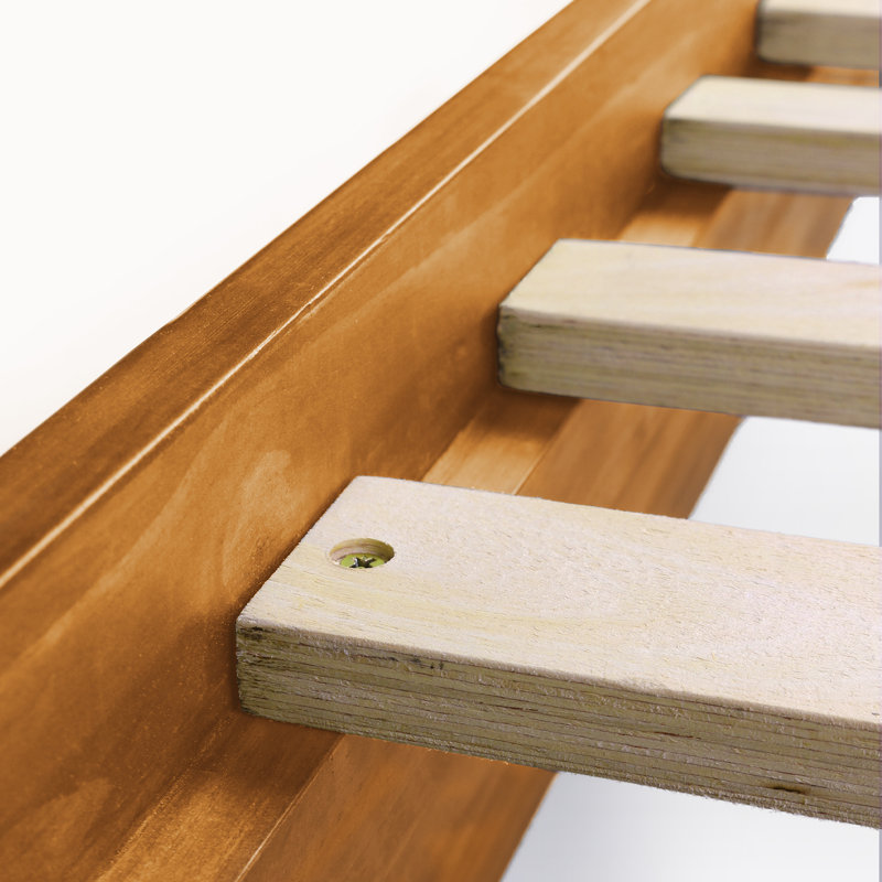 Lit plateforme en bois massif Dedrie, Grand, Amande