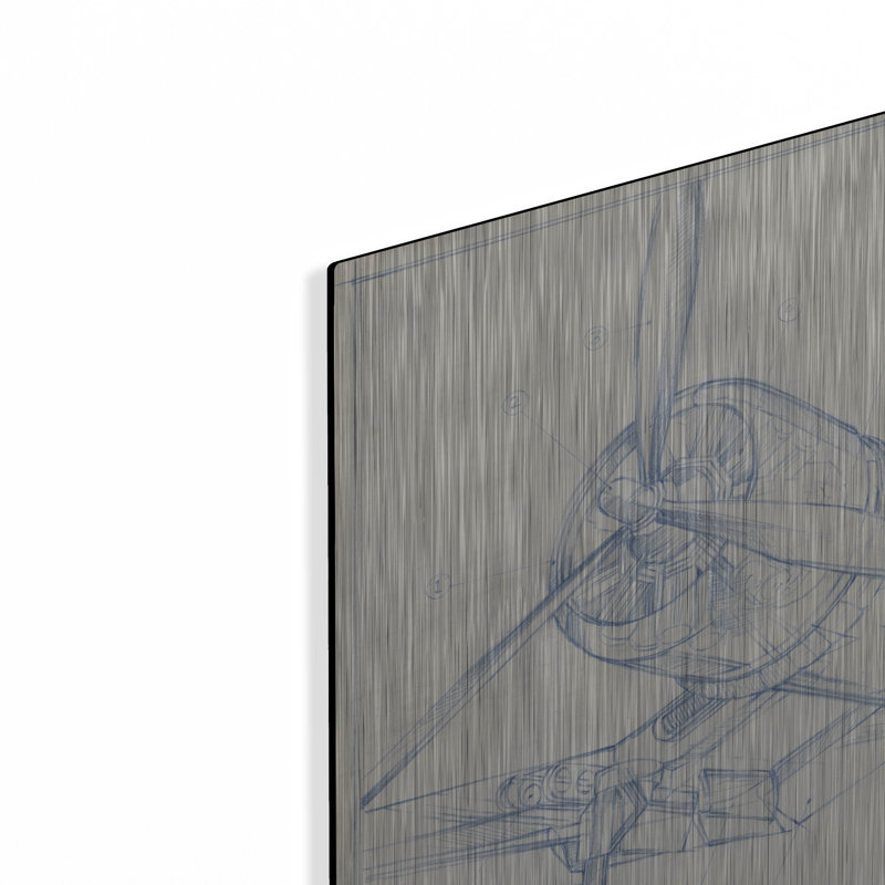"Croquis mécanique d'avion II" par Ethan Harper, H 12 po x l 12 po