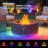 13.5’’ H X 30’’ W Round Steel Propane Smokeless Outdoor Fire Pit Table 50,000 Btu With Rgb Light And Tank Storage Table