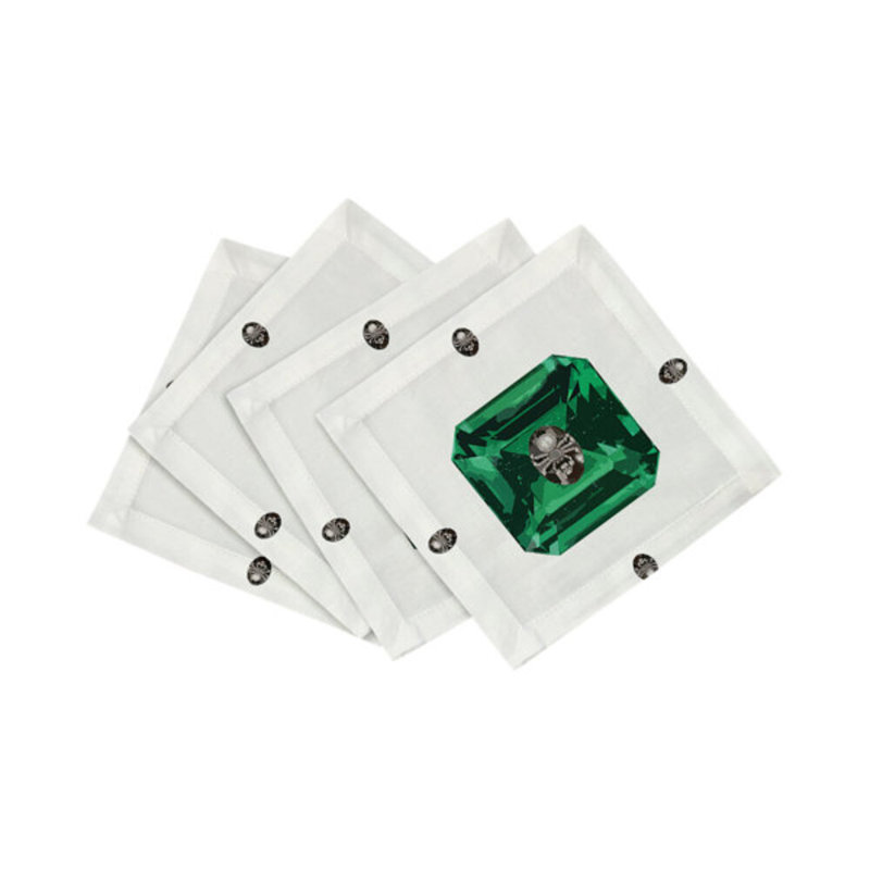 Serviettes de table en satin de coton Asscher, Blanc